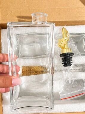 Clear Glass Decanter with Gold Pour Spout - Set of two